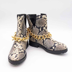 LOVE MOSCHINO GHEATA DAMĂ DIN PIELE CU IMPRIMEU PYTHON ȘI LANȚ AURIU