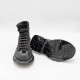 ALEXANDER MCQUEEN TREAD SLICK VELVET ANKLE BOOTS IN BLACK