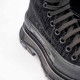 ALEXANDER MCQUEEN TREAD SLICK VELVET ANKLE BOOTS IN BLACK