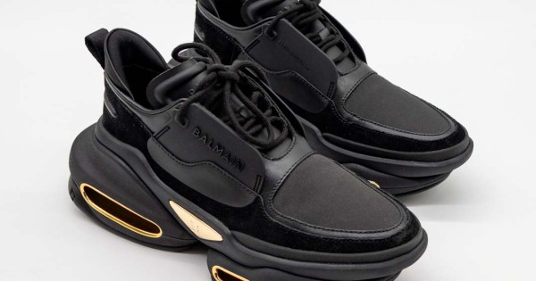 BALMAIN ブラック モノグラム B-Bold ローカットスニーカー Sneakers BALMAIN B-Bold pentru Damă – Negri, Originali, Luxury