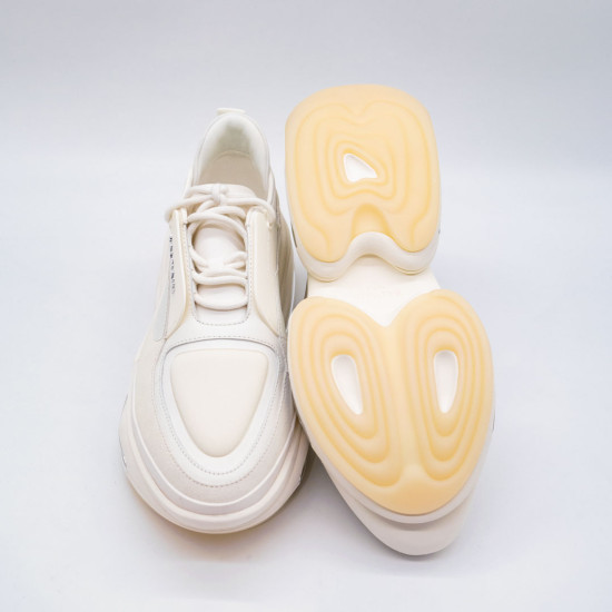 BALMAIN B-BOLD SNEAKERS ALBI - PIELE NATURALĂ