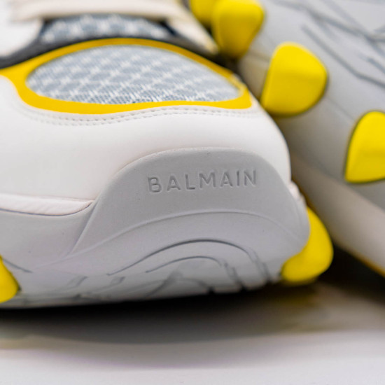 BALMAIN SNEAKERS RUBBERIZED LEATHER - GRADIENT WHITE-YELLOW 