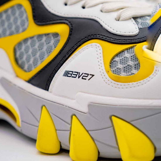 BALMAIN SNEAKERS RUBBERIZED LEATHER - GRADIENT WHITE-YELLOW 