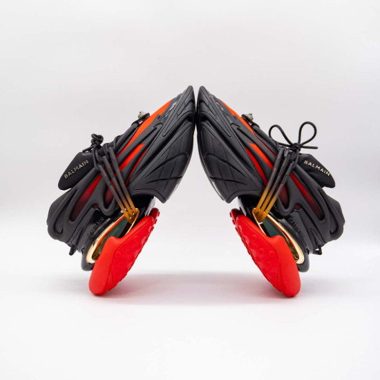 BALMAIN UNCORN SNEAKERS - BLACK RED GOLD