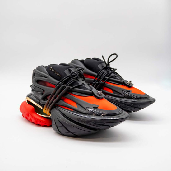 BALMAIN UNCORN SNEAKERS - BLACK RED GOLD