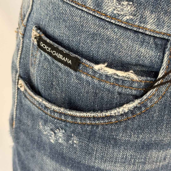 DOLCE & GABBANA BLUE DISTRESSED JEANS