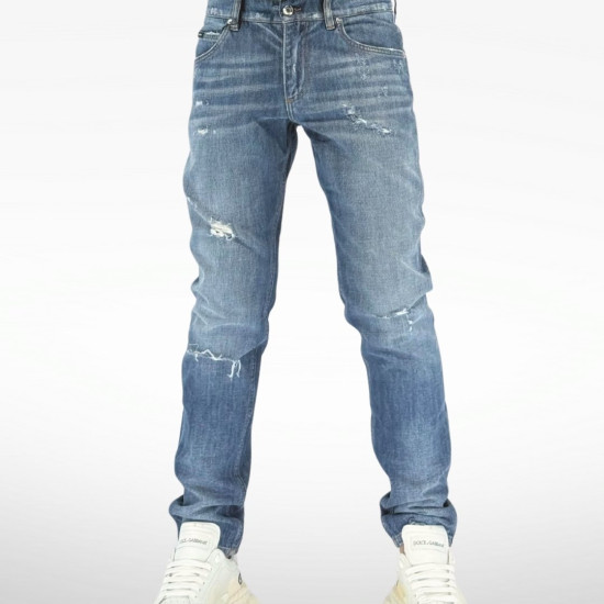 DOLCE & GABBANA BLUE DISTRESSED JEANS