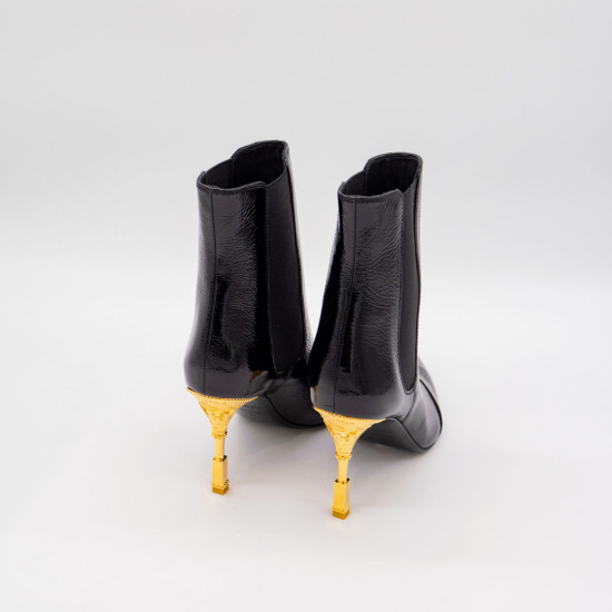 BALMAIN PATENT LEATHER ANKLE BOOTS BLACK