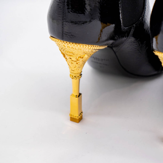 BALMAIN PATENT LEATHER ANKLE BOOTS BLACK