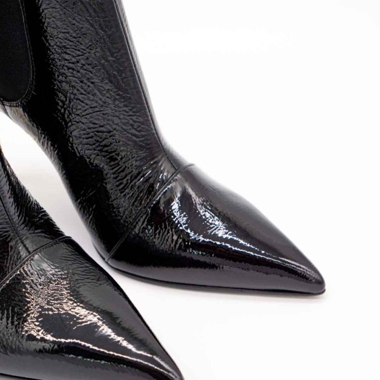 BALMAIN PATENT LEATHER ANKLE BOOTS BLACK