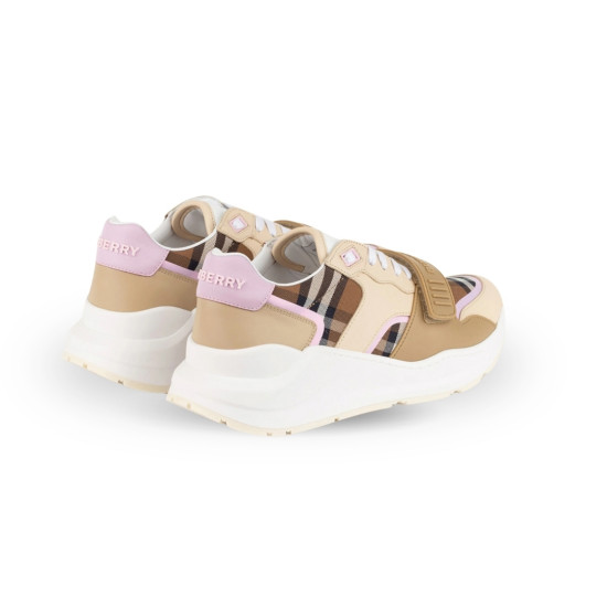 BURBERRY SNEAKERS DAMĂ TAUPE-BROWN CU IMPRIMEU CHECK ICONIC