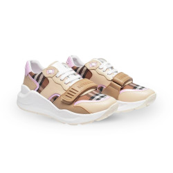BURBERRY SNEAKERS DAMĂ TAUPE-BROWN CU IMPRIMEU CHECK ICONIC