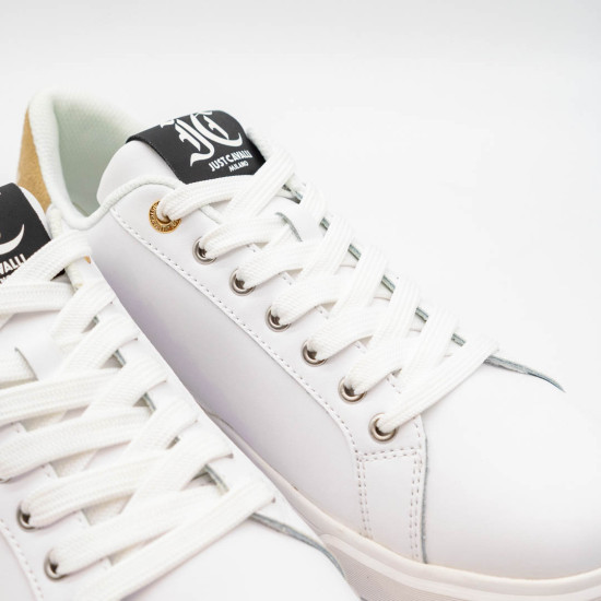 JUST CAVALLI – SNEAKERS PIELE ALBĂ & PIELE ÎNTOARSĂ – DESIGN EXCLUSIVIST