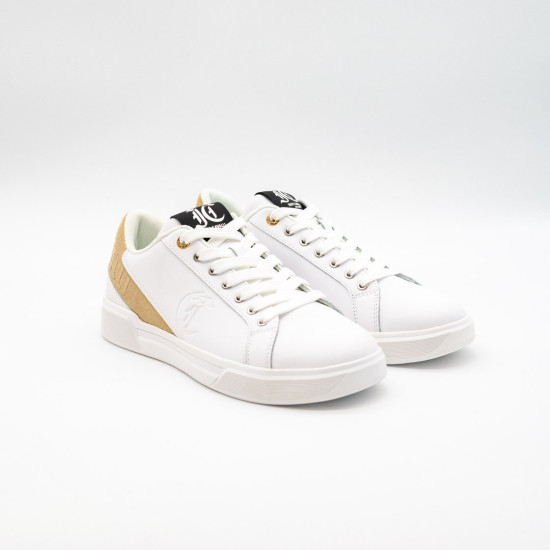 JUST CAVALLI – SNEAKERS PIELE ALBĂ & PIELE ÎNTOARSĂ – DESIGN EXCLUSIVIST