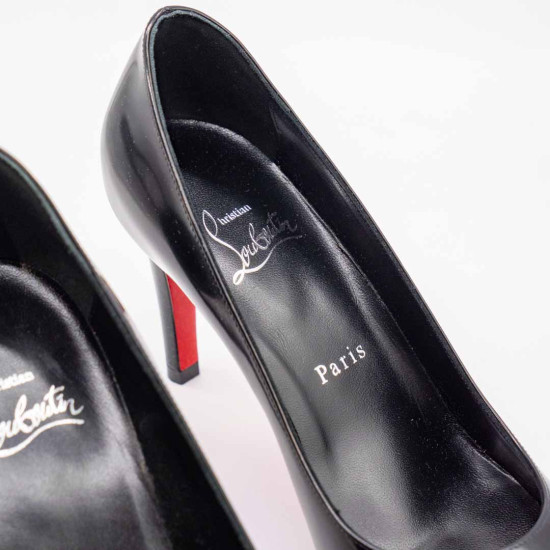 CHRISTIAN LOUBOUTIN – PUMPPIE 85 PATENT CALF ABBRASIVATO – BLACK