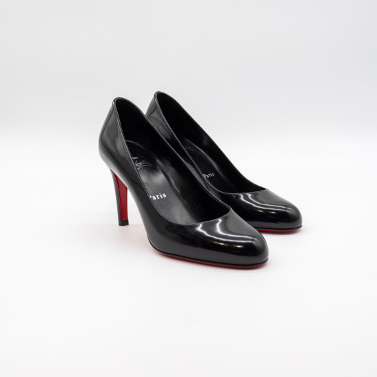 CHRISTIAN LOUBOUTIN – PUMPPIE 85 PATENT CALF ABBRASIVATO – BLACK
