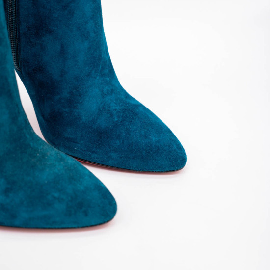 CHRISTIAN LOUBOUTIN CIZME TURQUOISE - PIELE ÎNTOARSĂ