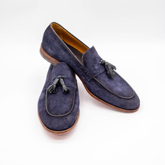 CORVARI - MOCASINI BĂRBAȚI - PIELE ÎNTOARSĂ - NAVY (BLEUMARIN)