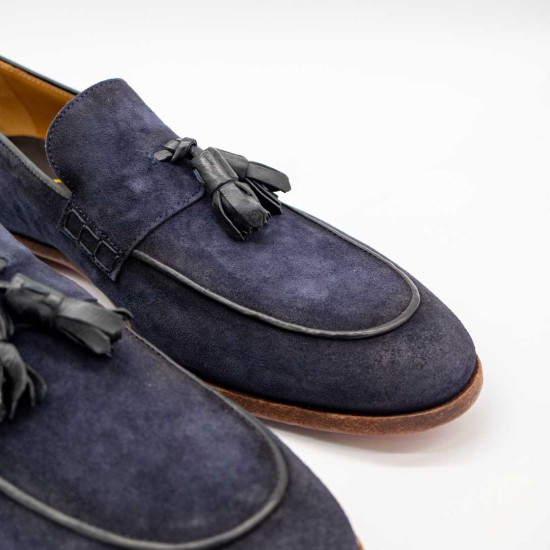 CORVARI - MOCASINI BĂRBAȚI - PIELE ÎNTOARSĂ - NAVY (BLEUMARIN)