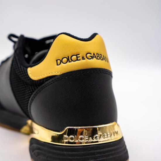 DOLCE & GABBANA BLACK GOLD LEATHER LOW SNEAKERS