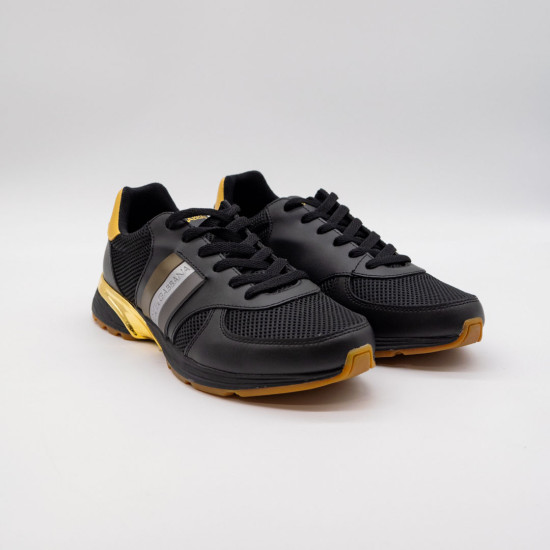 DOLCE & GABBANA BLACK GOLD LEATHER LOW SNEAKERS