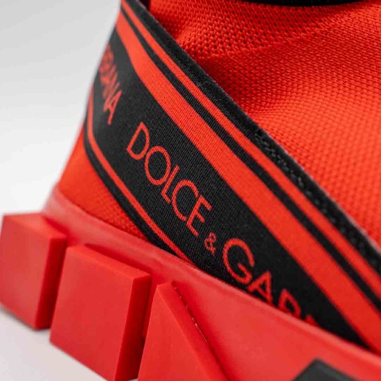 DOLCE & GABBANA SNEAKERS DAMĂ - RED TEXTILE 