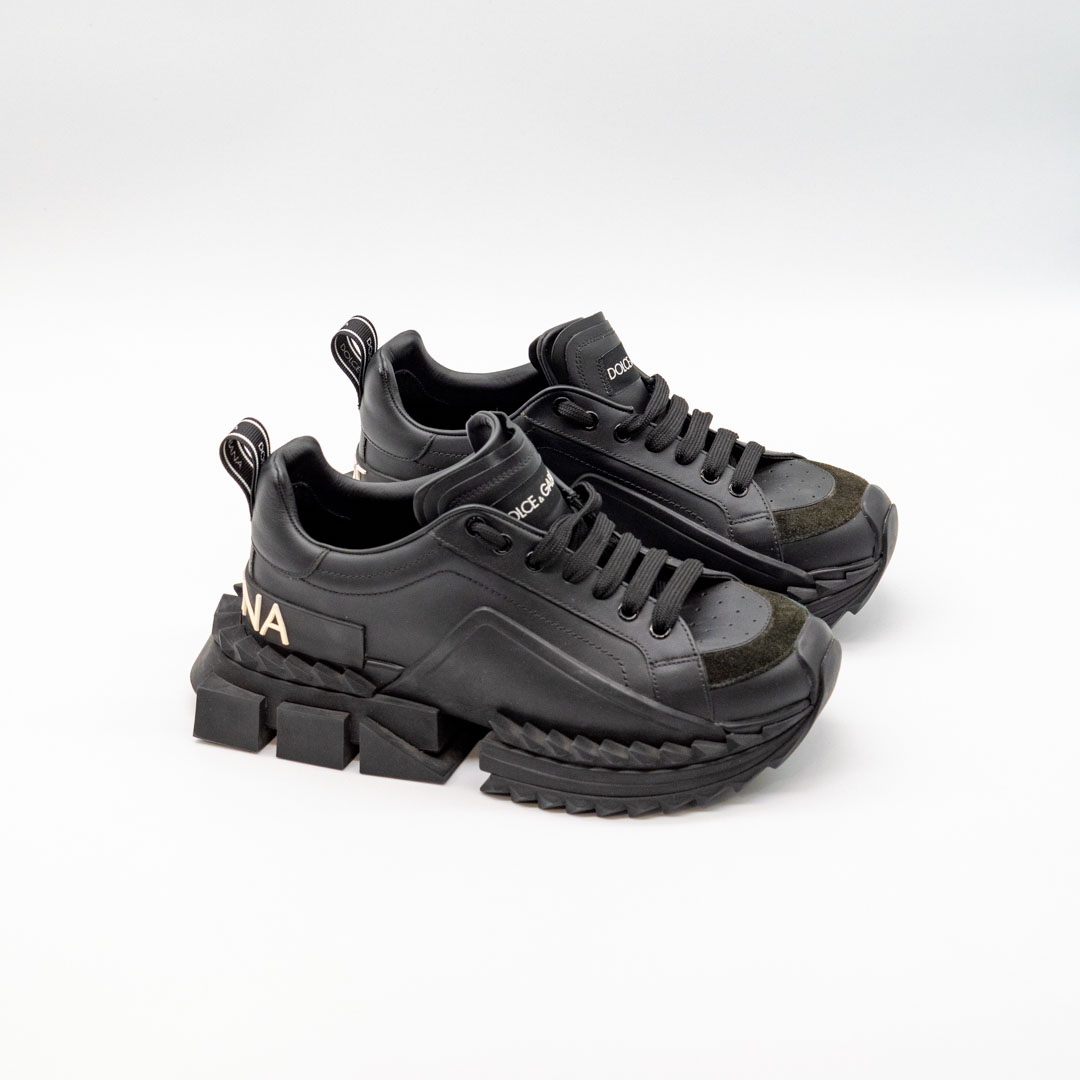 DOLCE & GABBANA Super King Sneakers negri din piele naturală