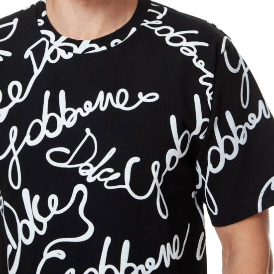 DOLCE & GABBANA TRICOU OVERSIZE - LOGO STILIZAT - ALB/NEGRU