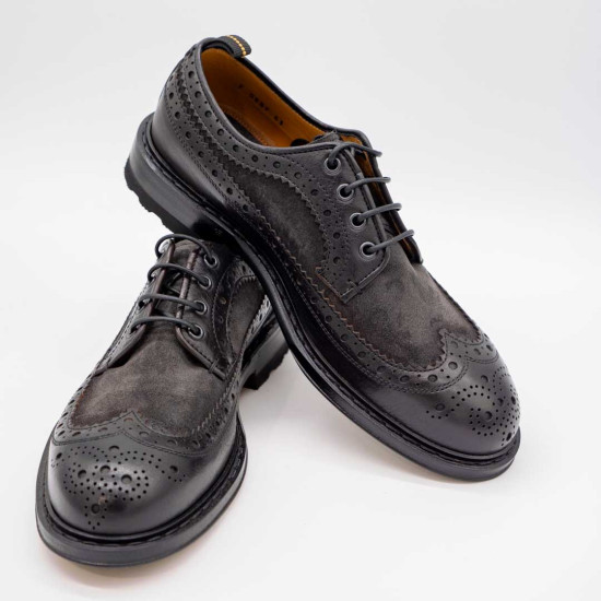FABI - PANTOFI DERBY - AGED BLACK CALFSKIN
