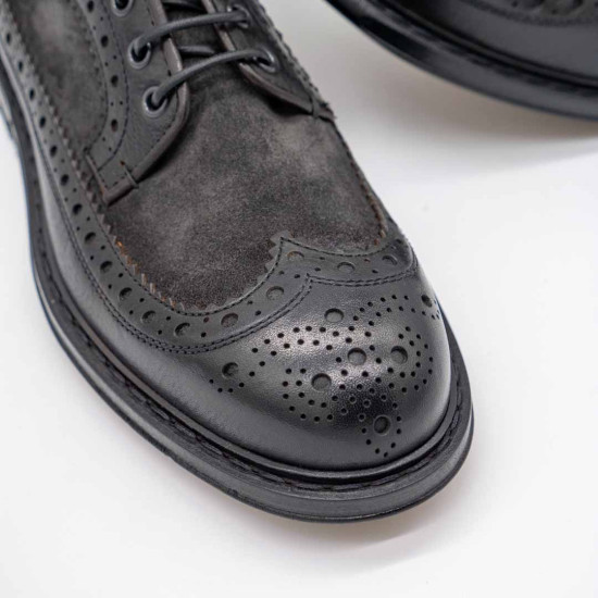 FABI - PANTOFI DERBY - AGED BLACK CALFSKIN