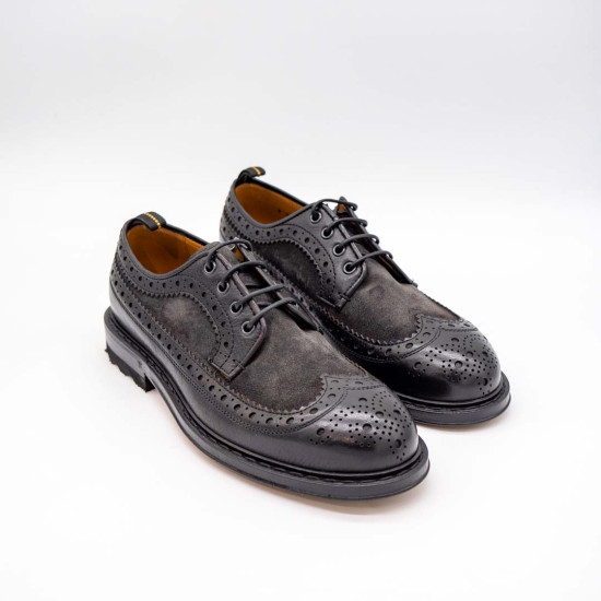 FABI - PANTOFI DERBY - AGED BLACK CALFSKIN
