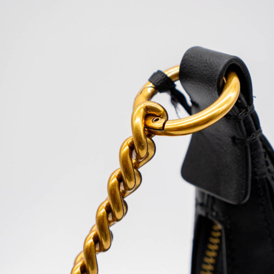 PINKO BRIOCHE ZIP-UP MINI SHOULDER BAG – GEANTĂ DE UMĂR DIN PIELE NEAGRĂ