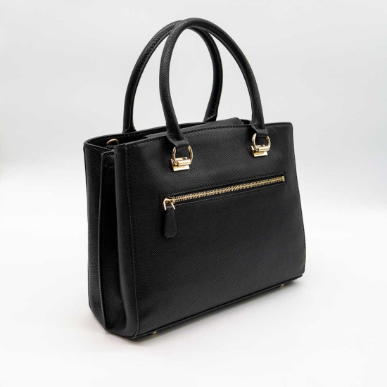 GUESS – GEANTĂ ALEXIE NEAGRĂ DIN PIELE SAFFIANO CU DETALII AURII