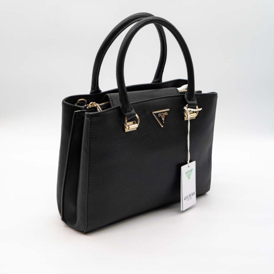 GUESS – GEANTĂ ALEXIE NEAGRĂ DIN PIELE SAFFIANO CU DETALII AURII