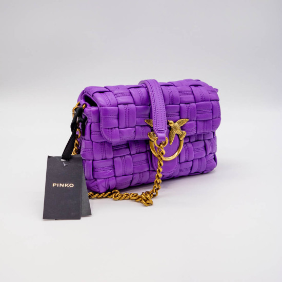 PINKO LOVE MINI PUFF WEAVE WOVEN BAG