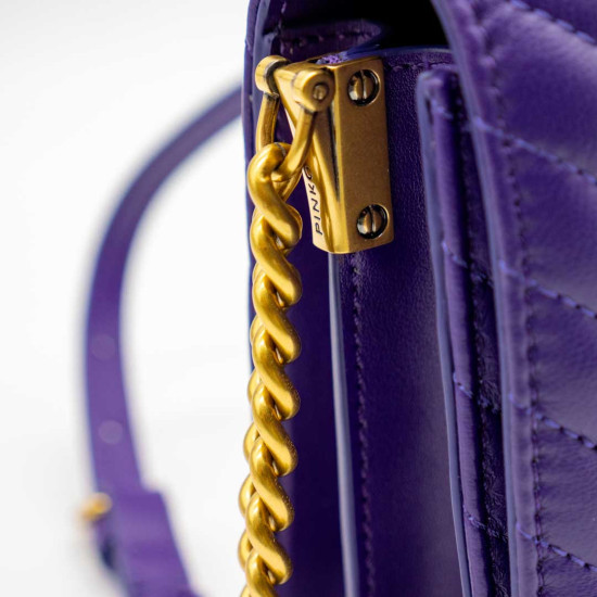PINKO LOVE CLICK VIOLET - GEANTĂ CROSSBODY DIN PIELE NATURALĂ  