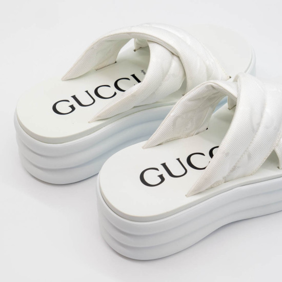 GUCCI GG PLATFORM SLIDE WHITE – SLAPI DAMĂ