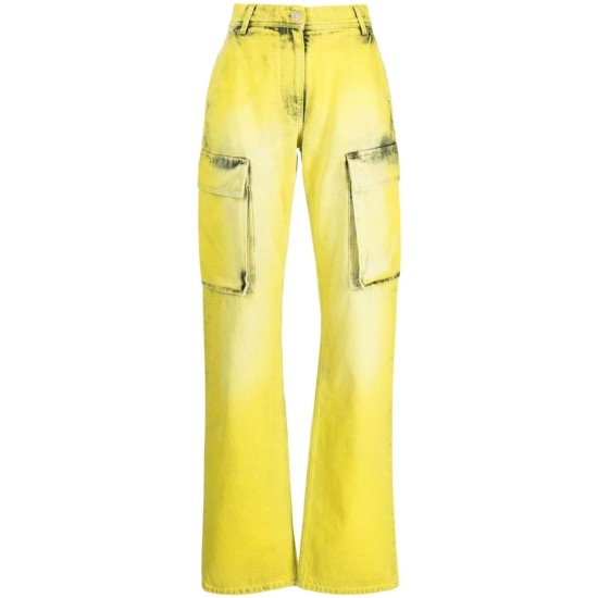 VERSACE HIGH-WAISTED DISTRESSED CARGO JEANS