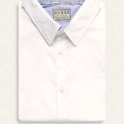 GUESS – CAMASĂ ALBĂ CU MÂNECĂ LUNGĂ ȘI DETALIU ALBASTRU INTERIOR