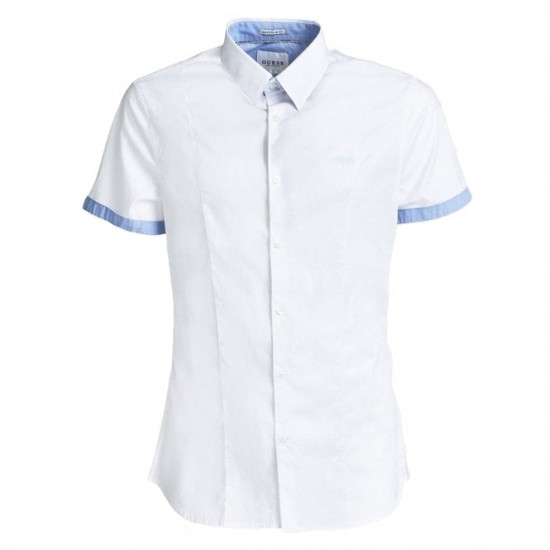 GUESS – CAMASĂ ALBĂ CU MÂNECĂ SCURTĂ, REGULAR FIT