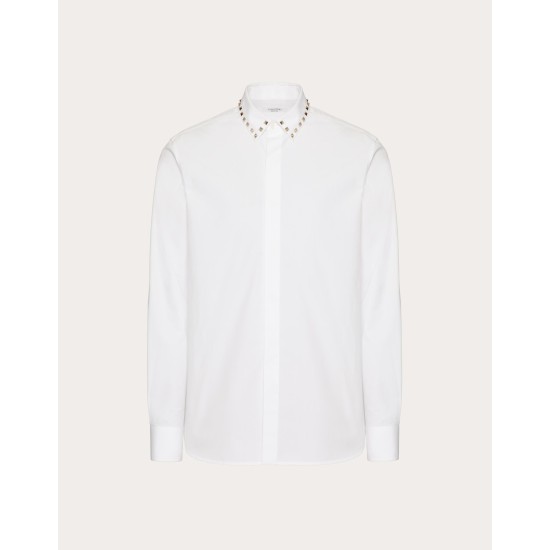 VALENTINO CAMASA BĂRBAȚI ALBĂ CU GULER CU ȚINTE – LUXURY STATEMENT SHIRT
