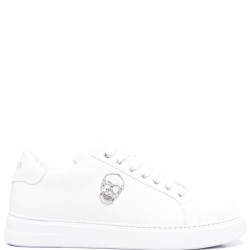 PHILIPP PLEIN SKULL-PLAQUE – SNEAKERS ALBI DIN PIELE PENTRU BĂRBAȚI