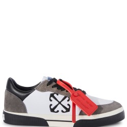 OFF-WHITE VULCANIZED LOW – SNEAKERS PIELE BĂRBAȚI WHITE/BLACK/GRAY CU DETALIU ROȘU
