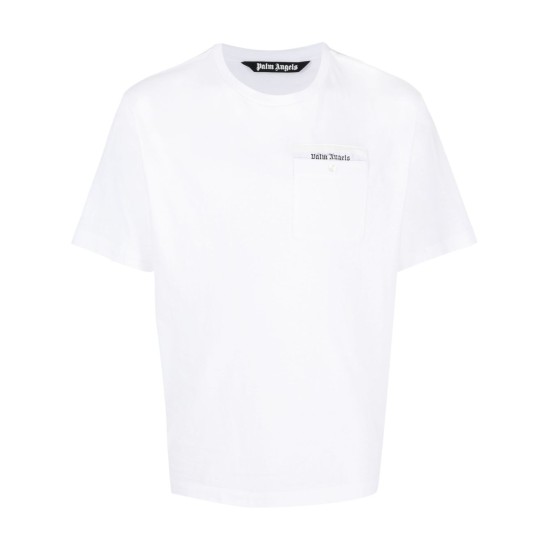 PALM ANGELS TRICOU ALB CU BANDĂ LOGO