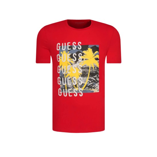 GUESS – TRICOU ROȘU CAMUSPACE CU IMPRIMEU GRAFIC