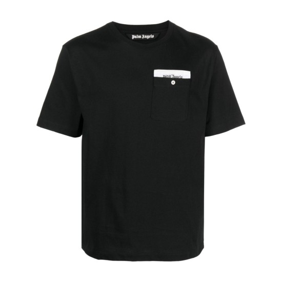 PALM ANGELS TRICOU NEGRU CU BANDĂ LOGO