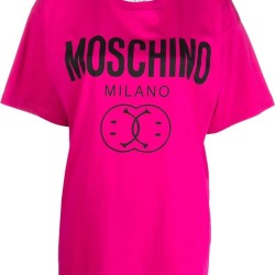 T-SHIRT MOSCHINO "SMILEY LOGO-PRINT" PINK