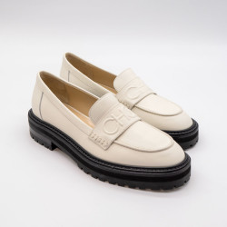 JIMMY CHOO MOCASINI DAMĂ - PIELE NATURALĂ - ALBI CREM