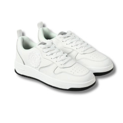 JUST CAVALLI – SNEAKERS BĂRBAȚI ALBI DIN PIELE CU LOGO PATCH