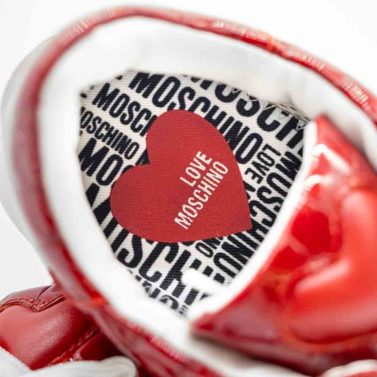 LOVE MOSCHINO – SNEAKERS ROȘII DAMĂ CU TEXTURĂ CROCO